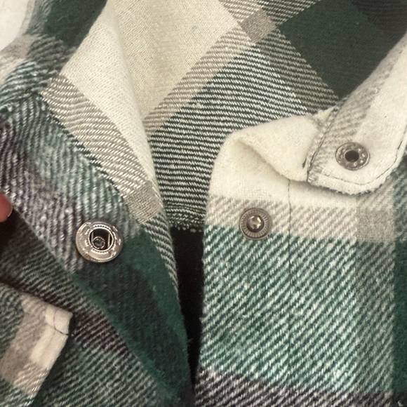 Plaid Drop Shoulder Button Up Shacket - Picture 3 of 3